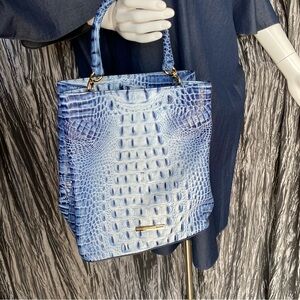 Brahmin Amelia Elegant Blue Crocodile-Embossed‎ Tote Bag